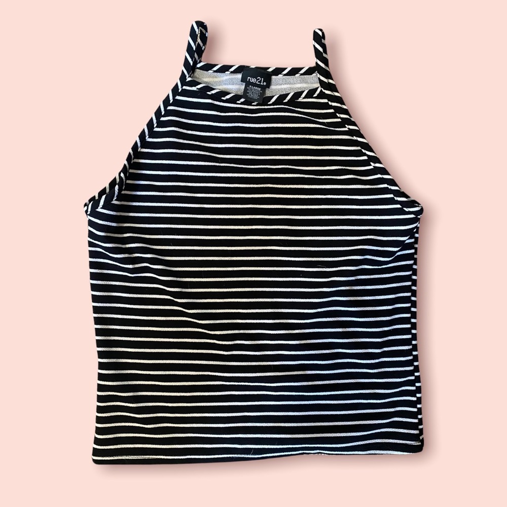 Black & White Stripe Rue 21 Tank